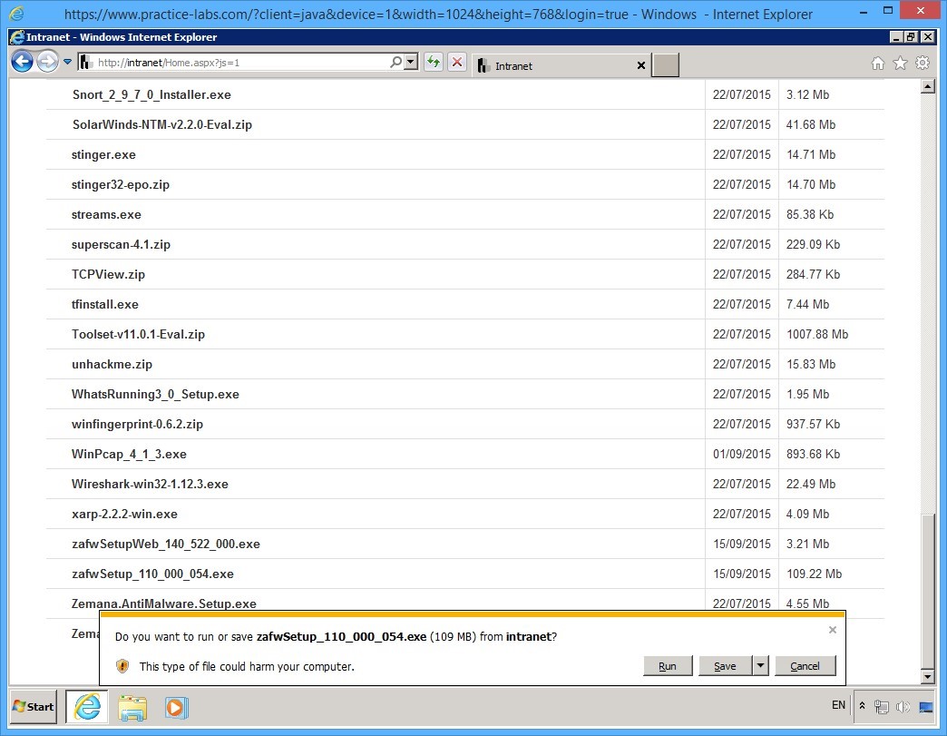 Practice Labs screenshot.